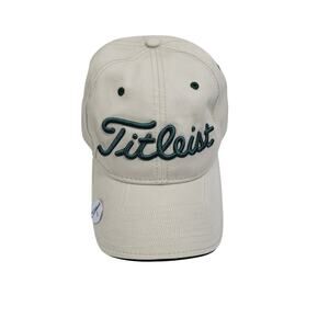 Titleist Beige New Era Adjustable Cap Green Raised Lettering 32325-2Clo4